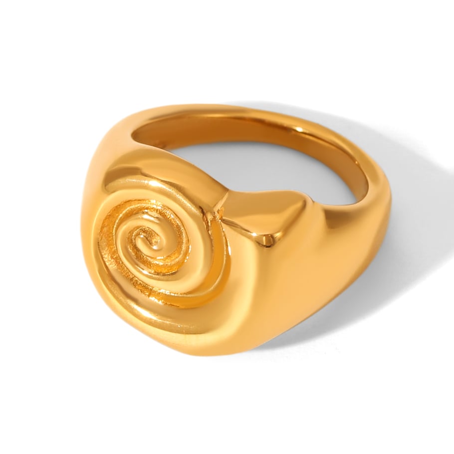 1 Stück Daily Lines Statement-Ringe aus Edelstahl in Goldfarbe 