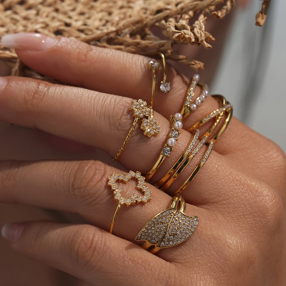 1 Piece Irregular Shape Stainless Steel Gold Color Women's Gemstone Rings Picture2