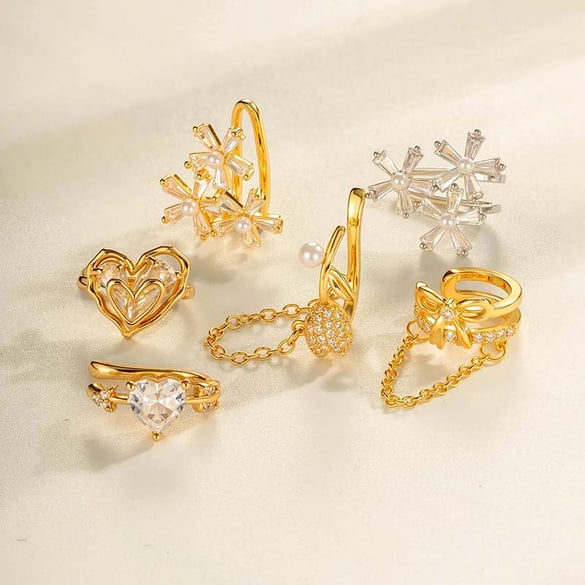 1 Piece Bow Knot Butterfly Copper Gold Color Zircon Clip-On Earring