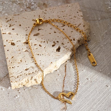 1 Piece Simple Heart Stainless Steel  Gold Color Charm Bracelet h5 Picture4