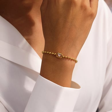 1 Stück einfarbiges Perlenarmband aus Edelstahl h5 Bild3
