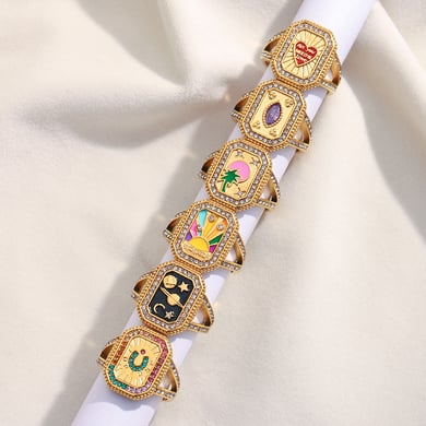 1 Piece Retro Tarot Stainless Steel Gold Color Statement Ring h5 Picture3