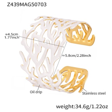 1 Piece Classic Coral Stainless Steel Gold Color Women's Bangles h5 