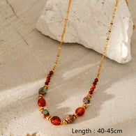 Handmade necklace orange red irregular size natural stone beads Picture2