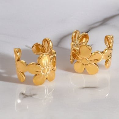 1 Piece  Simple Flower Stainless Steel  Gold Color  Women's Ear Cuffs h5 Picture7
