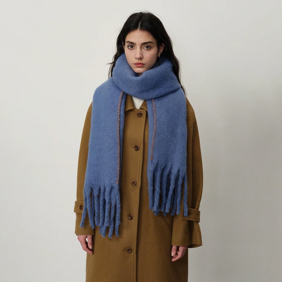 1 Stück einfache einfarbige Polyester-Winterschals für Damen 