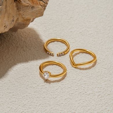 Bague minimaliste irrégulière en acier inoxydable couleur or, série simple, 1 pièce h5 Image4