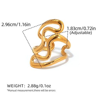 1 Piece Simple  Casual Irregular Shape Stainless Steel  Statement Rings h5 