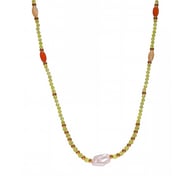 P1268-Collar de cuentas de piedra natural verde matcha (42+5 cm) 