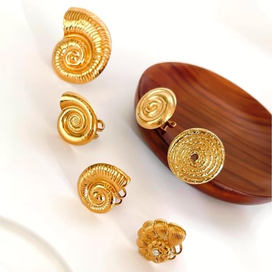 1 Piece Shell Shape Stainless Steel Gold Color Statement Ring h5 Picture4