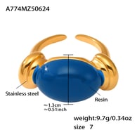 A774-Golden and dark blue resin ring/No.7 Picture5