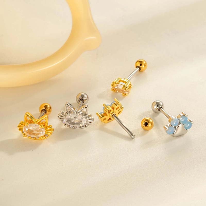 Pendientes de perforación para mujer con circonitas de color cobre y dorado de Planet (1 pieza) Imagen3