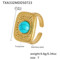 TXA332 - Anello turchese dorato - Misura 7 Immagine2