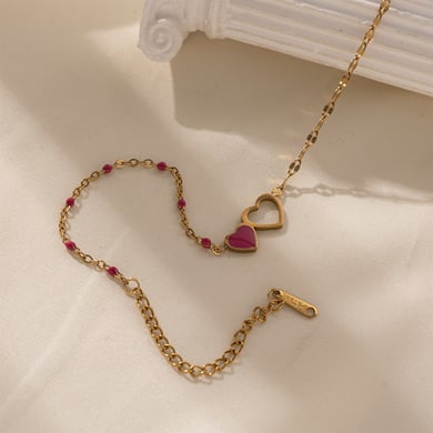 1 Stück Charm-Armband aus Edelstahl der Romantischen Serie „Sweet Heart“ in Goldfarbe h5 Bild4