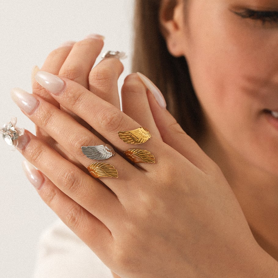 1 Piece Mixed Gold Color & Silver Colors Stainless Steel Gold Color Statement Rings Picture4