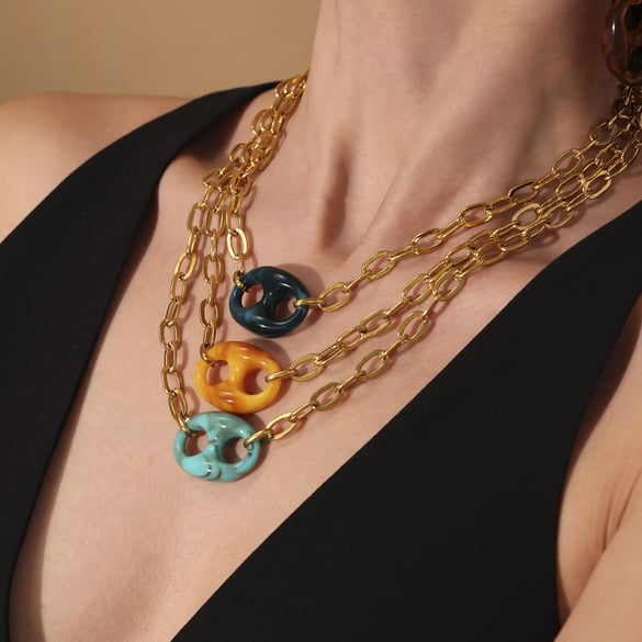1 Piece Chic Irregular Shape Stainless Steel Gold Color Women's Pendant Necklaces 2