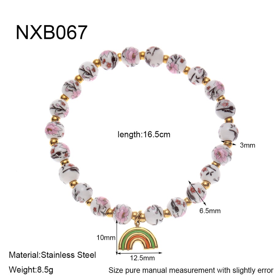 1 Piece Luxurious  Elegant Flower Ceramics  Gold Color  Women's Beaded Bracelets 