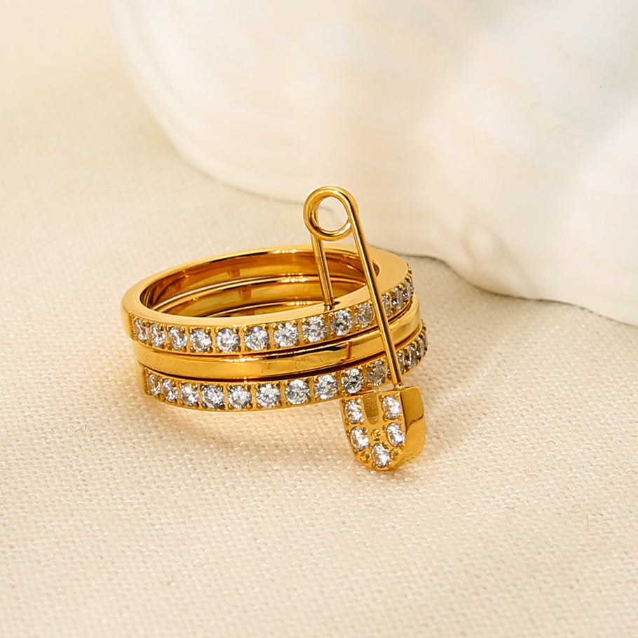 1 Pair Luxurious Series Punk Geometric Stainless Steel  Women's Ring Picture3