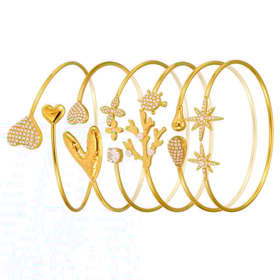 1 Piece Vacation Coral Stainless Steel Gold Color Women's Bangles Picture8