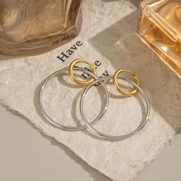 1 Pair Circle Stainless Steel Mixed Color Drop Earrings