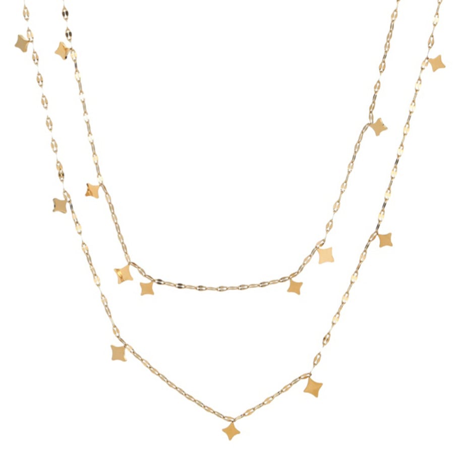 1 pezzo di collana a strati in acciaio inossidabile da donna, dalla forma irregolare e semplice, serie semplice Immagine2
