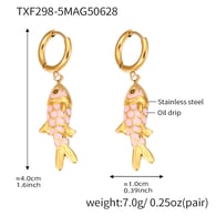 TXF298-5 Pink Fish Pendant Earrings Picture4