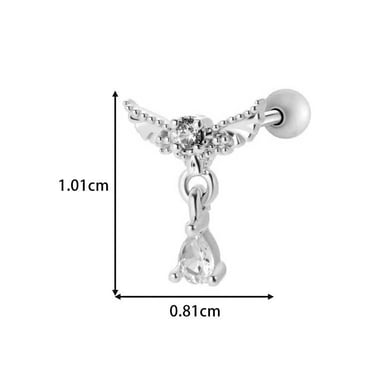 1 pieza de pendientes de perforación para mujer con circonitas de color cobre y dorado en forma de triángulo. h5 Imagen2