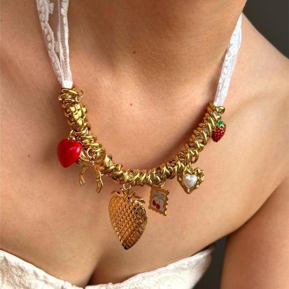 1 Piece Heart Stainless Steel Gold Color Pendant Necklace 2