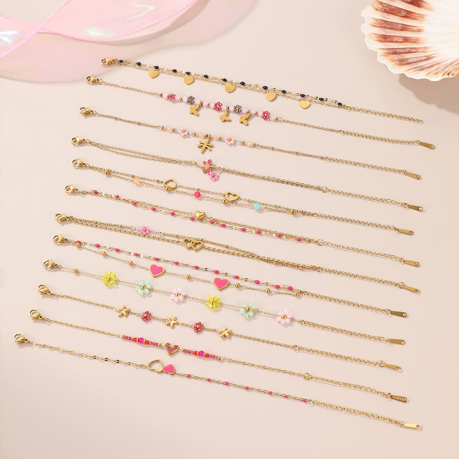 1 pulsera romántica de acero inoxidable con dije de corazón dulce Imagen3