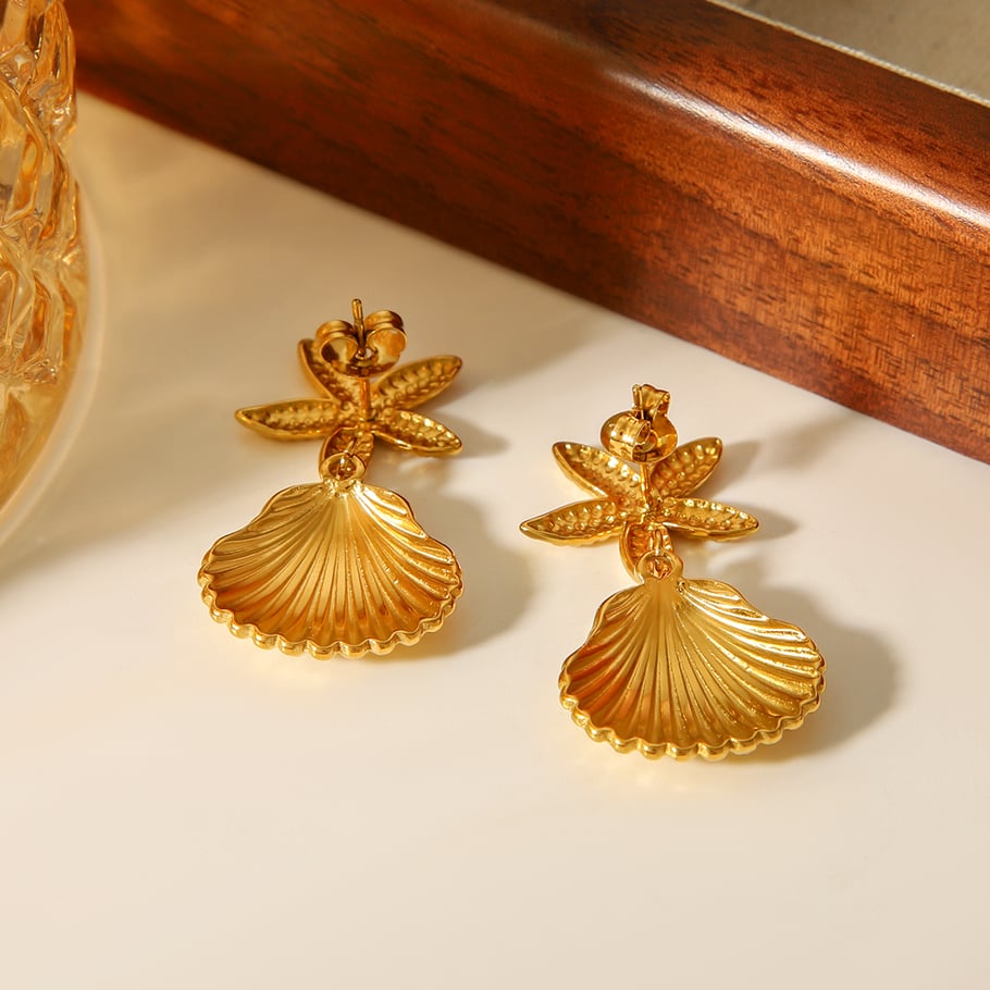 1 Pair Starfish Stainless Steel Gold Color Women's Stud Earrings Picture7