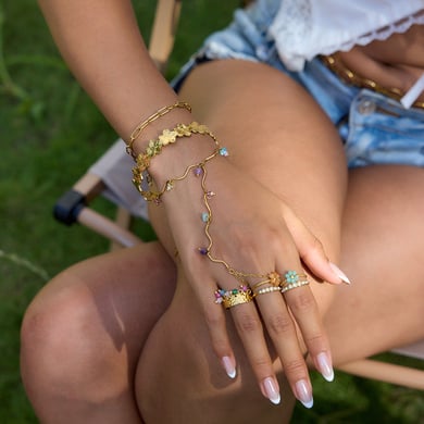 Bracelet à breloques pour femme, série romantique, perles douces, en acier inoxydable, couleur or h5 Image5
