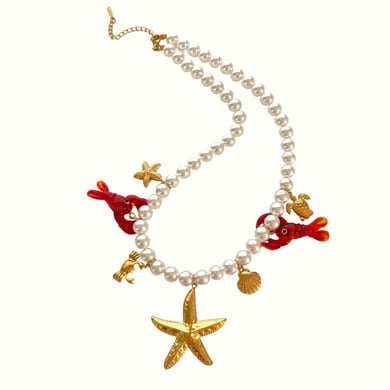 1 Piece Glaze Lobster Beaded Necklace h5 
