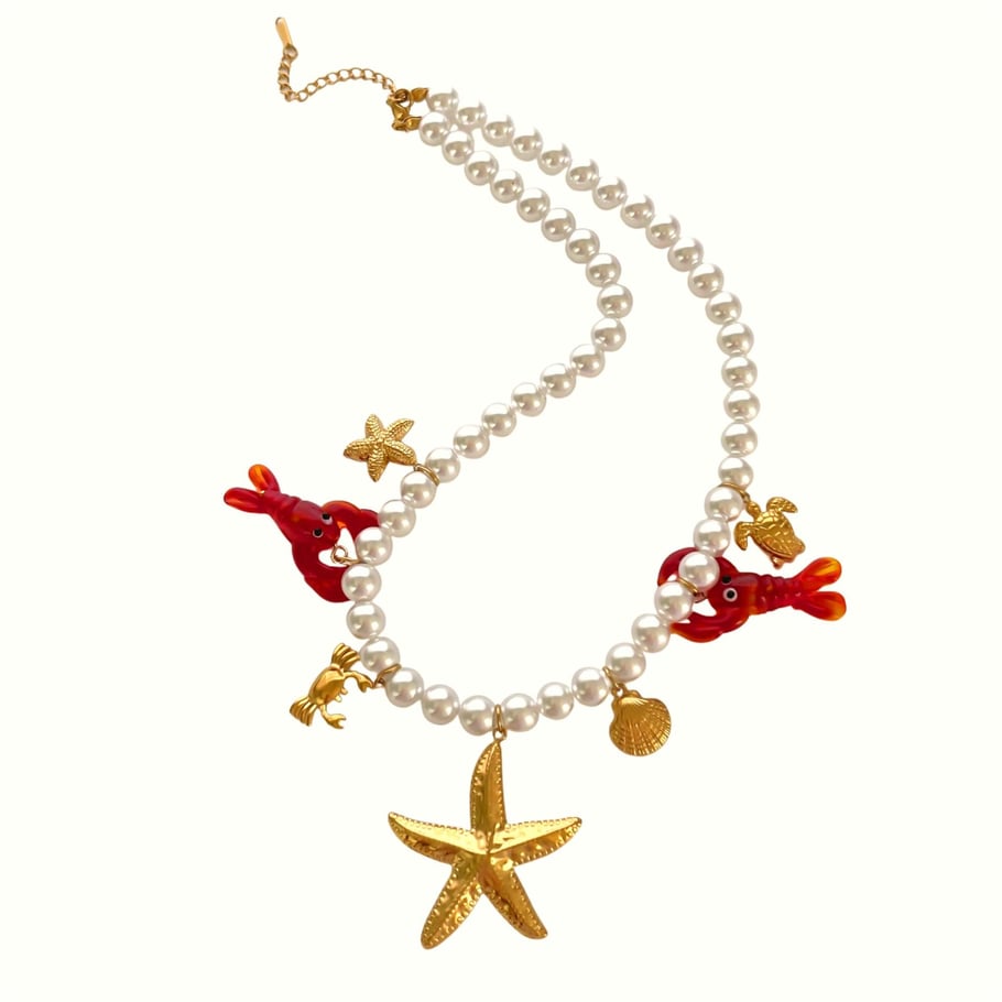 1 Piece Glaze Lobster Beaded Necklace 