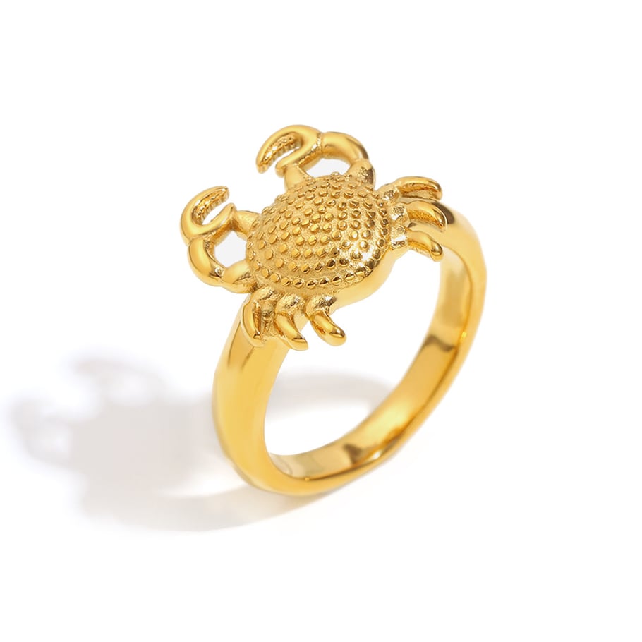 1 stuk klassieke krab roestvrij staal goudkleurige statement ringen 