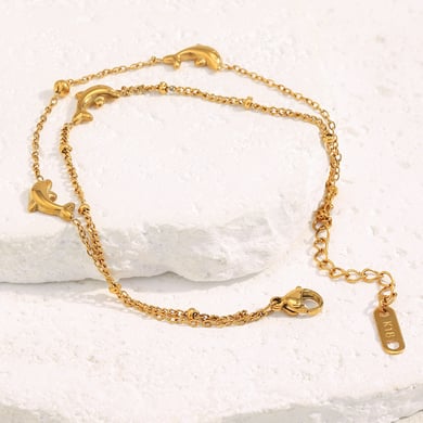 1 Piece Natural Dolphin Stainless Steel Gold Color Women's Charm Bracelets h5 Picture5