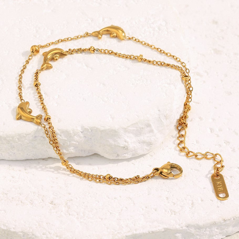 1 Piece Natural Dolphin Stainless Steel Gold Color Women's Charm Bracelets Picture5
