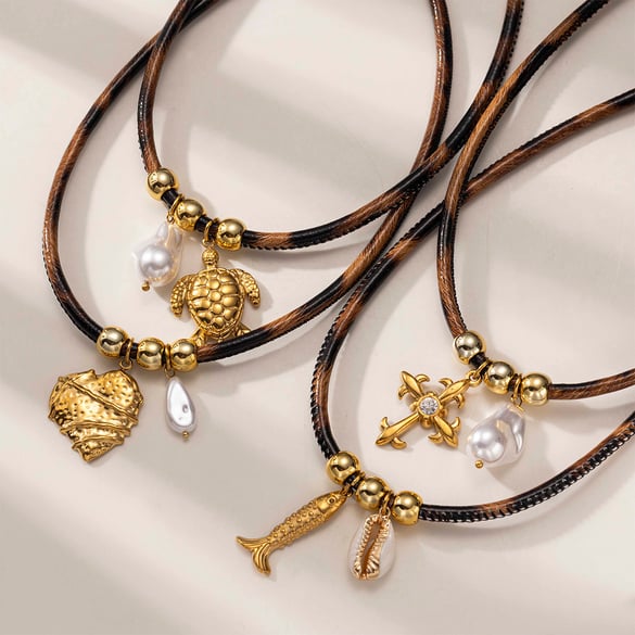 1 Piece Leopard Print Rope Stainless Steel  Pendant Necklace