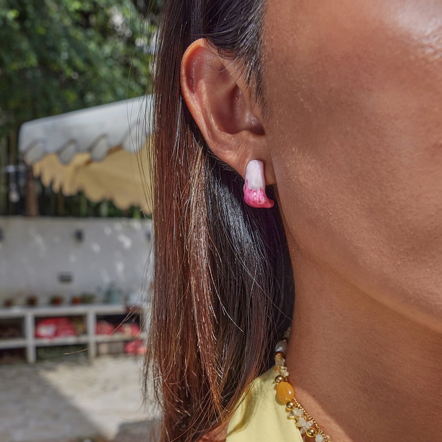 1 par de pendientes de aro de acero inoxidable con degradado romántico para mujer Imagen4