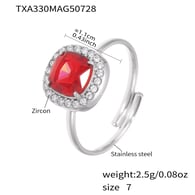 TXA330-Steel Red Zircon Ring-Size 7 Picture3