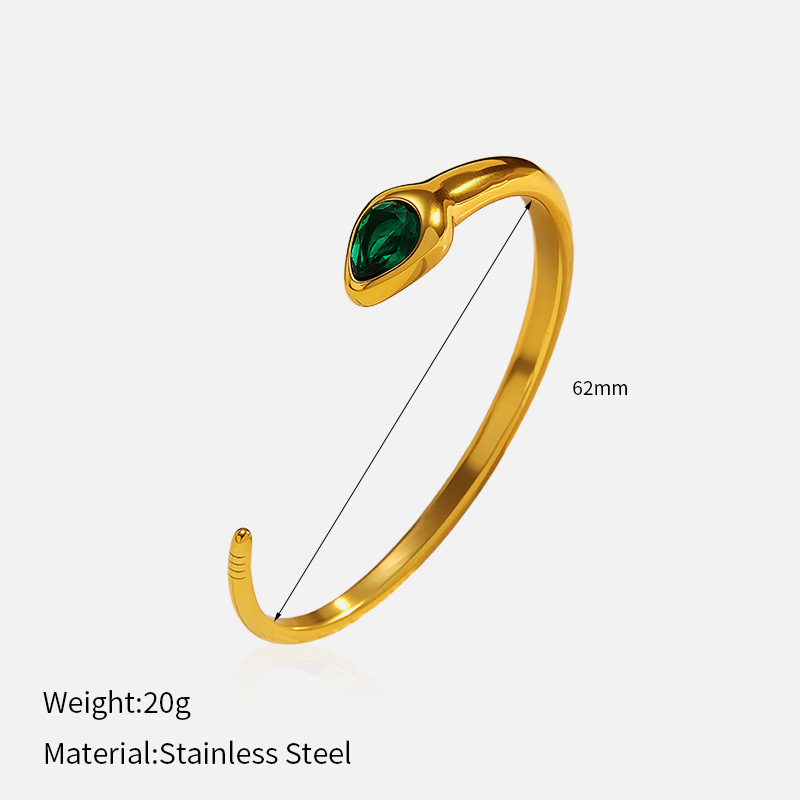 1 Piece Snake Shape Stainless Steel Gold Color Cuff Bracelet 