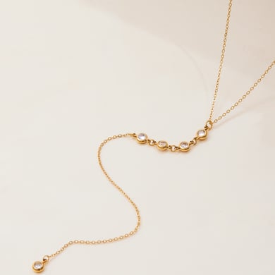 1 collar con colgante de acero inoxidable dorado con borlas delicadas para mujer h5 Imagen5