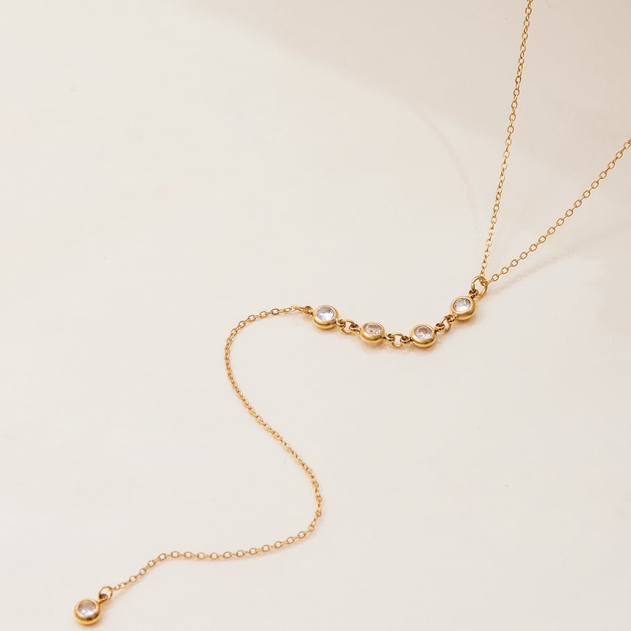 1 collar con colgante de acero inoxidable dorado con borlas delicadas para mujer Imagen5