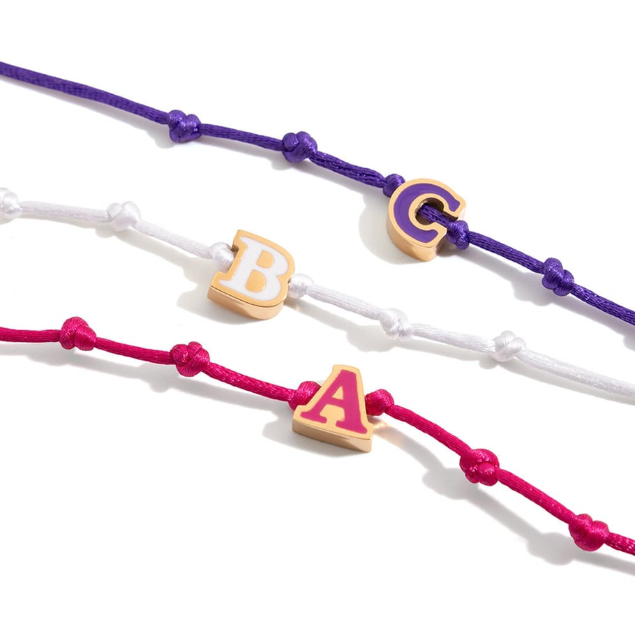 Bracelet à breloques pour femme en acier inoxydable couleur or avec lettre quotidienne, 1 pièce Image8