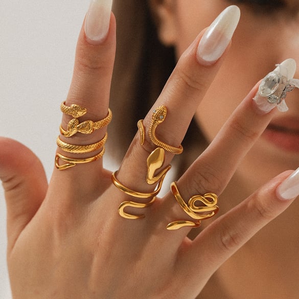 Bague simple en acier inoxydable avec motif serpent, 1 pièce 2