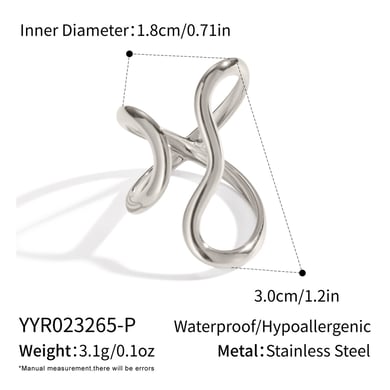 1 Piece Simple Series Casual Irregular Shape Stainless Steel Statement Rings h5 