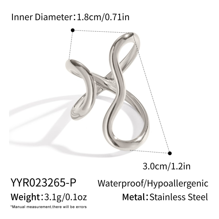 1 Piece Simple Series Casual Irregular Shape Stainless Steel Statement Rings 