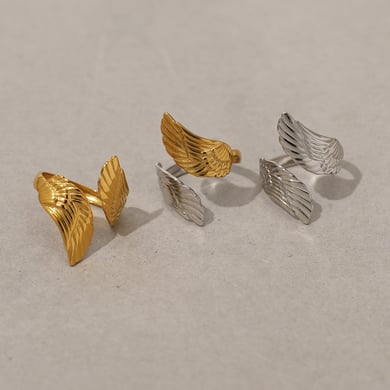1 Piece Simple Series Natural Wings Stainless Steel  Women's  Statement Rings h5 Picture3