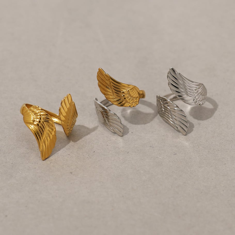 1 Piece Simple Series Natural Wings Stainless Steel  Women's  Statement Rings Picture3