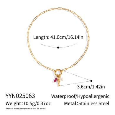 Fish Stainless Steel Gold Color Necklace Set h5 
