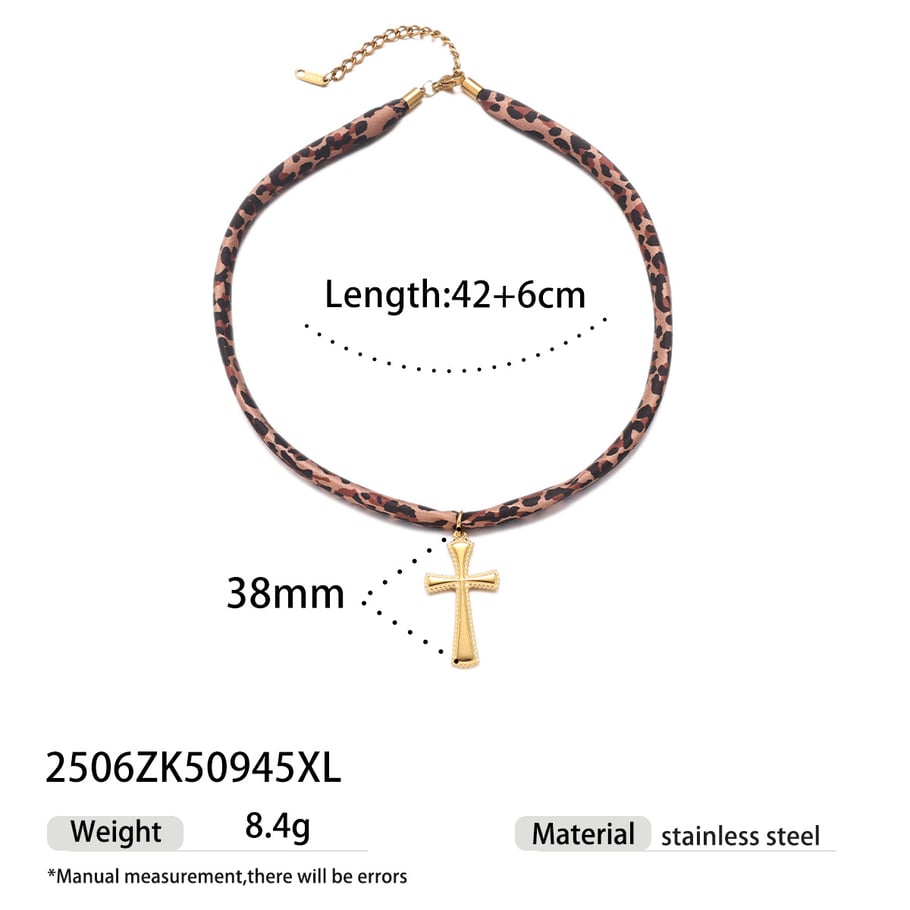1 Piece Leopard Print Stainless Steel Gold Color Pendant Necklace